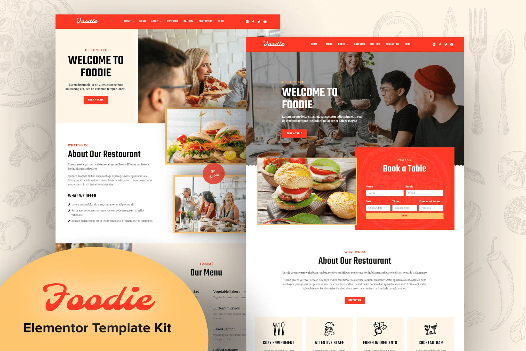 Foodie – Template Kit de Fast Food Elementor