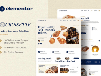 Croisette - Kit de modelos Elementor moderno para padaria e confeitaria