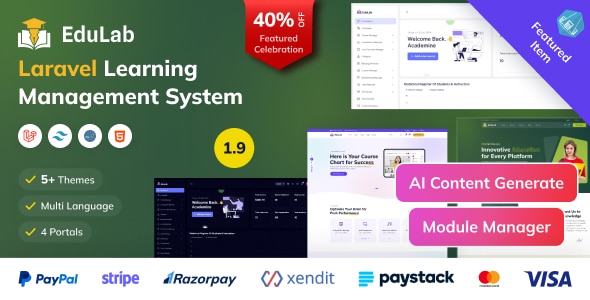 Edulab LMS - Sistema de Gestão de Aprendizagem Laravel com Tailwind CSS