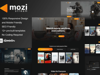 Mozi - Kit de Templates Elementor do Serviço de Streaming de Filmes