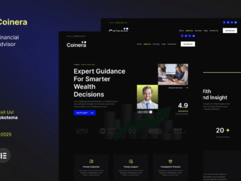 Coinera - Kit de modelos Dark Financial Advisor & Coaching Website Elementor