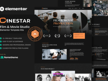 Cinestar - Template Kit Elementor para produção de filmes e Vídeo