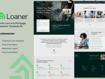 Loaner - Kit de modelos Elementor para empréstimos imobiliários e hipotecas