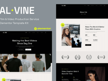 Alvine - Template Kit Elementor para serviço de produção de filmes e Vídeo