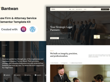 Bantwan - Kit de modelos Elementor para escritórios de advocacia e serviços de advogados