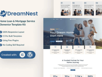 DreamNest - Kit de modelos Elementor para empréstimos imobiliários e hipotecas