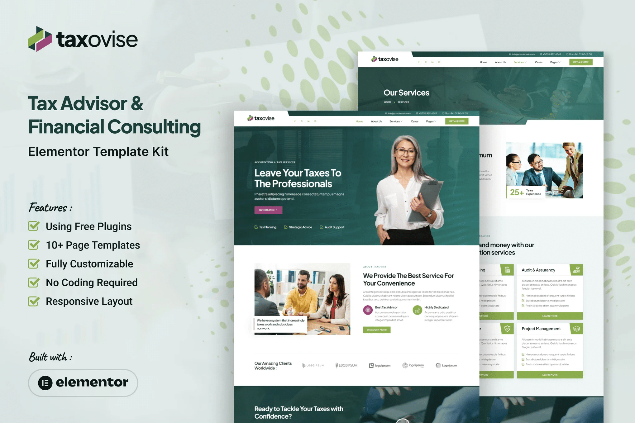 Taxovise - Kit de Templates Elementor de Consultoria Fiscal e Consultoria Financeira