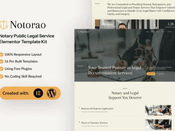 Notorao - Kit de Templates Elementor para Serviços Jurídicos de Notários Públicos