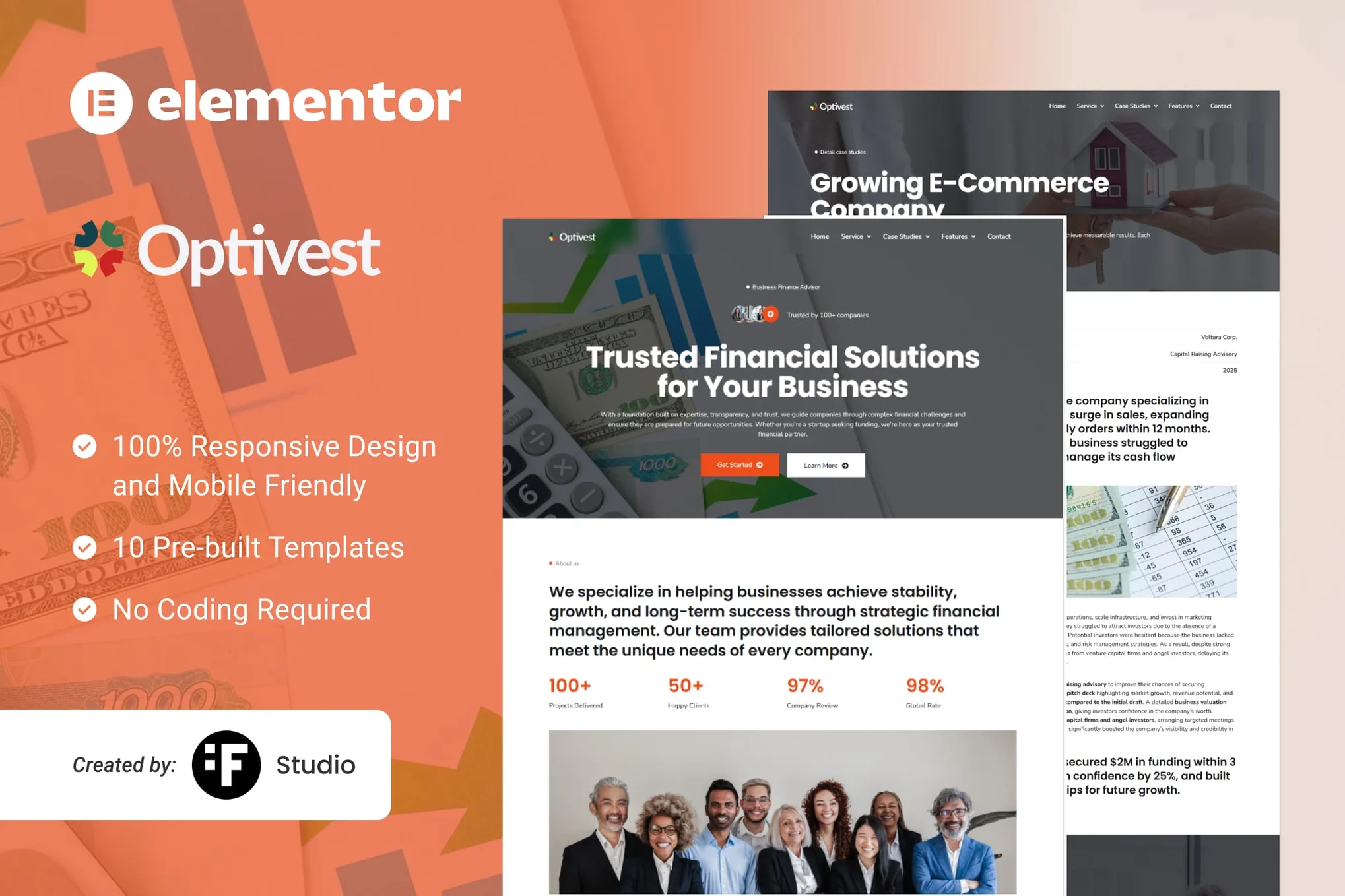 Optivest — Kit de Templates Financeiro e de Investimento Elementor