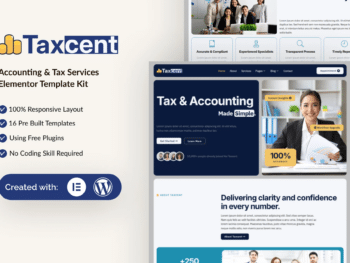 Taxcent - Kit de Templates Elementor de Serviços Contábeis e Fiscais