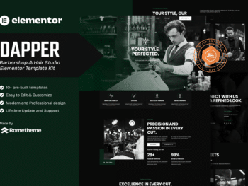 Dapper - Kit de modelos Elementor para barbearia e estúdio de cabeleireiro