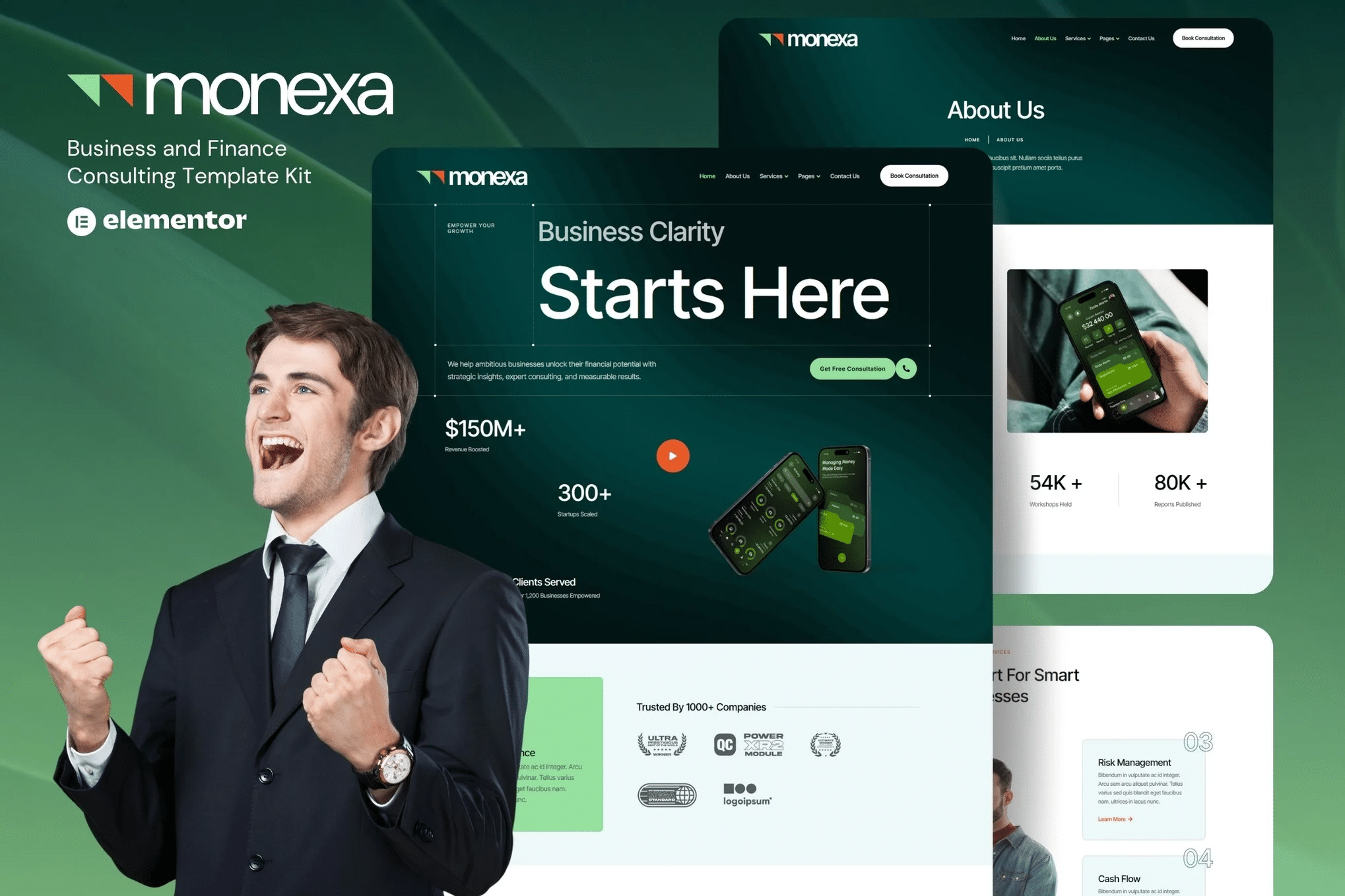 Monexa - Kit de Templates Elementor de Consultoria Empresarial e Financeira