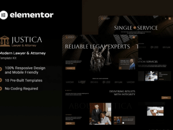 Justica - Kit de Templates Modern Lawyer & Attorney Elementor
