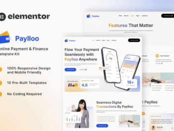 Paylloo - Kit de modelos Elementor de pagamento e finanças on-line