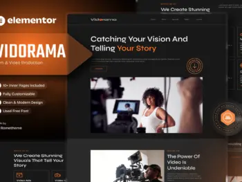 Vidorama - Template Kit Elementor para serviço de produção de filmes e Vídeo