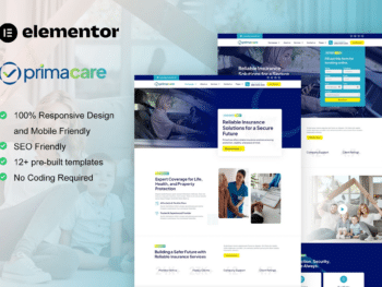 PrimaCare - Kit de modelos Elementor Pro para empresas financeiras e de seguros