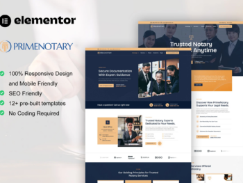 PrimeNotary - Kit de modelos Elementor Pro para serviços notariais públicos e jurídicos