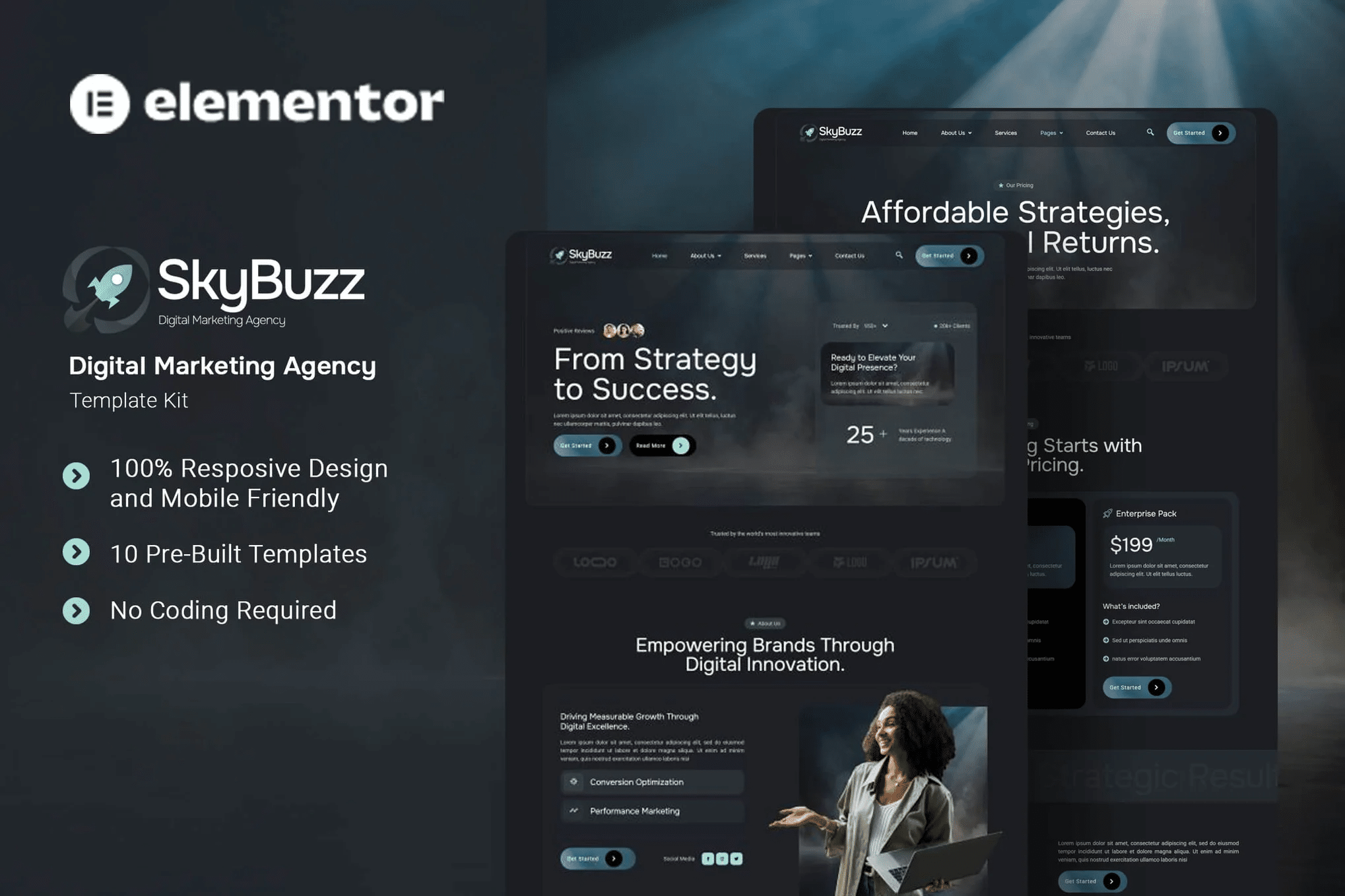 Skybuzz - Kit de Modelos Elementor para Agência de Marketing Digital