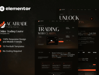 Acatrade - Kit de modelos Elementor para cursos de negociação online