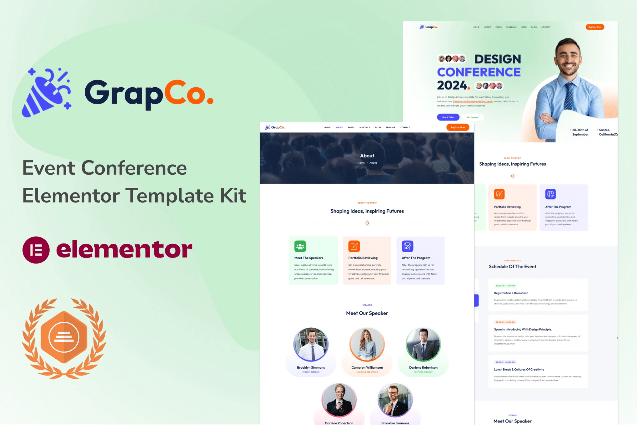 Grafco – Kit de modelos Elementor para conferências de eventos