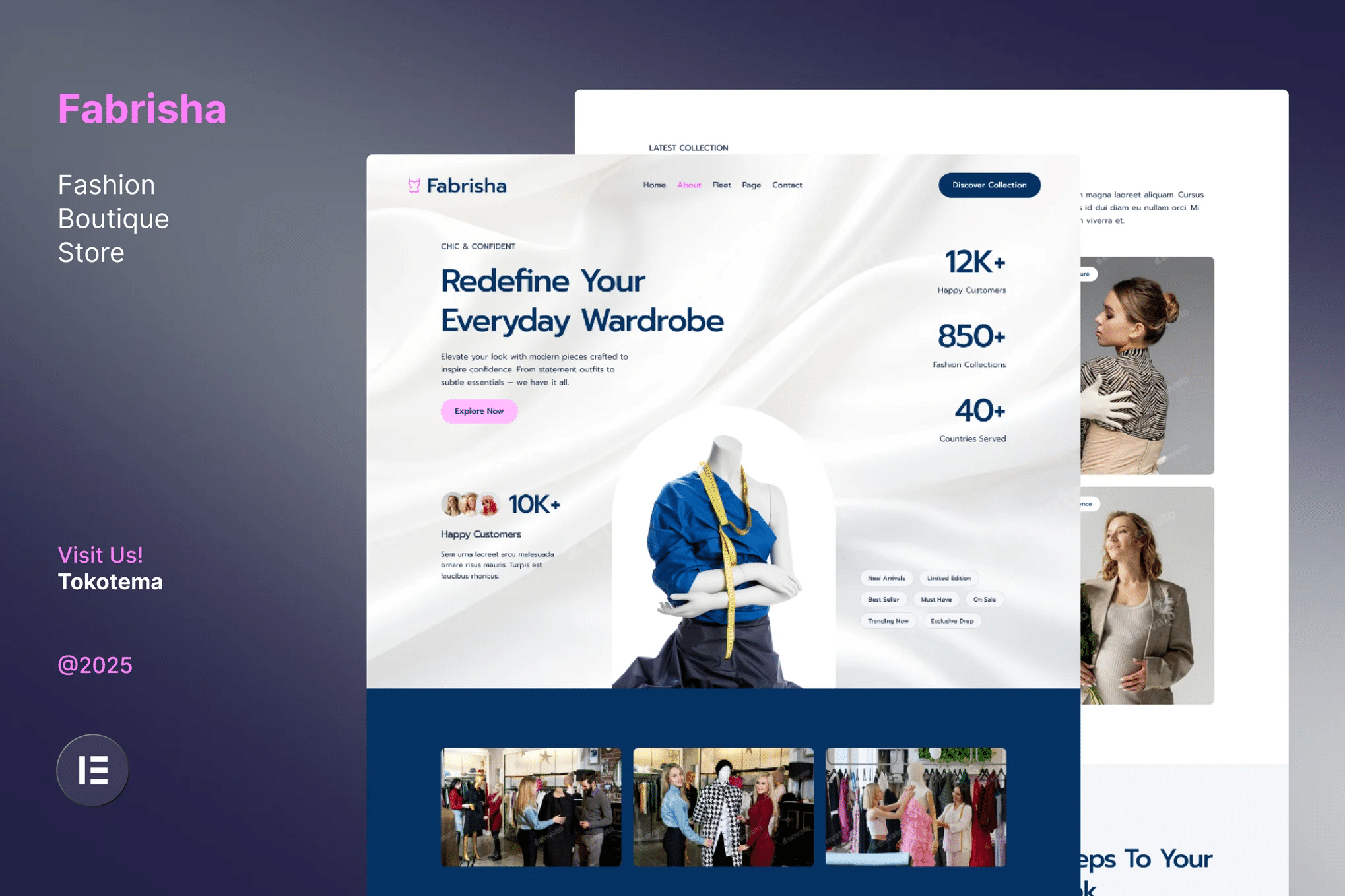 Fabrisha - Kit de Templates Elementor para sites de lojas de moda