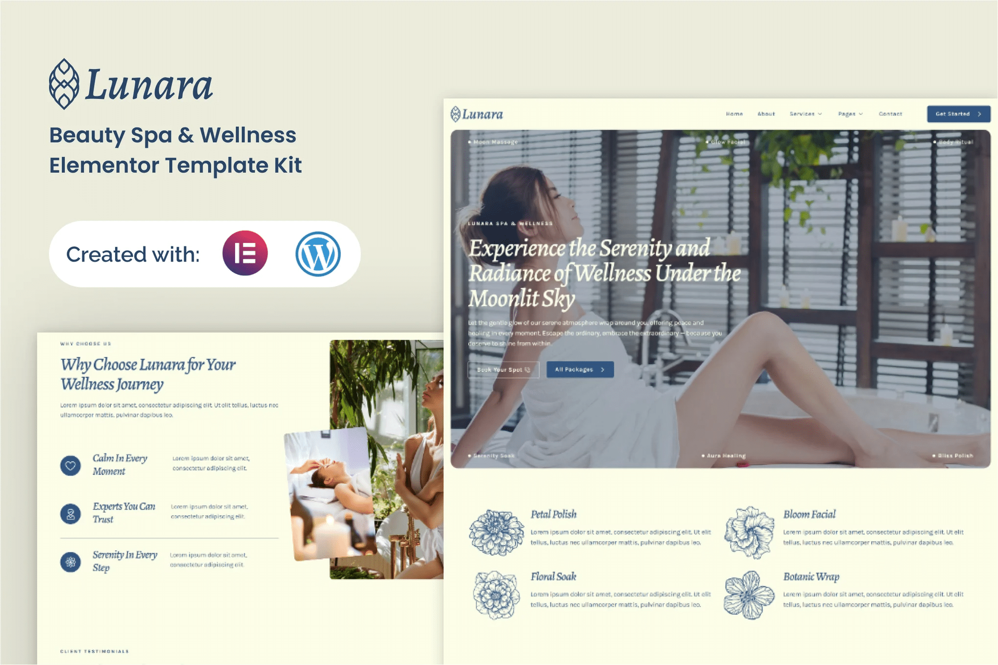 Lunara - Kit de modelos Beauty Spa Wellness Elementor