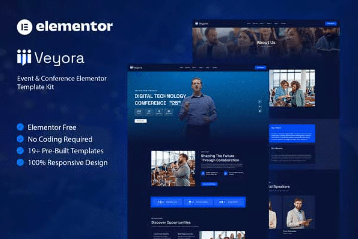 Veyora - Kit de modelos Elementor para eventos e conferências