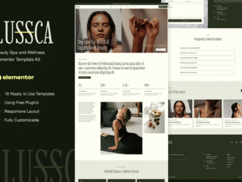 Lussca - Kit de Templates Elementor para Spa e Bem-Estar de Beleza