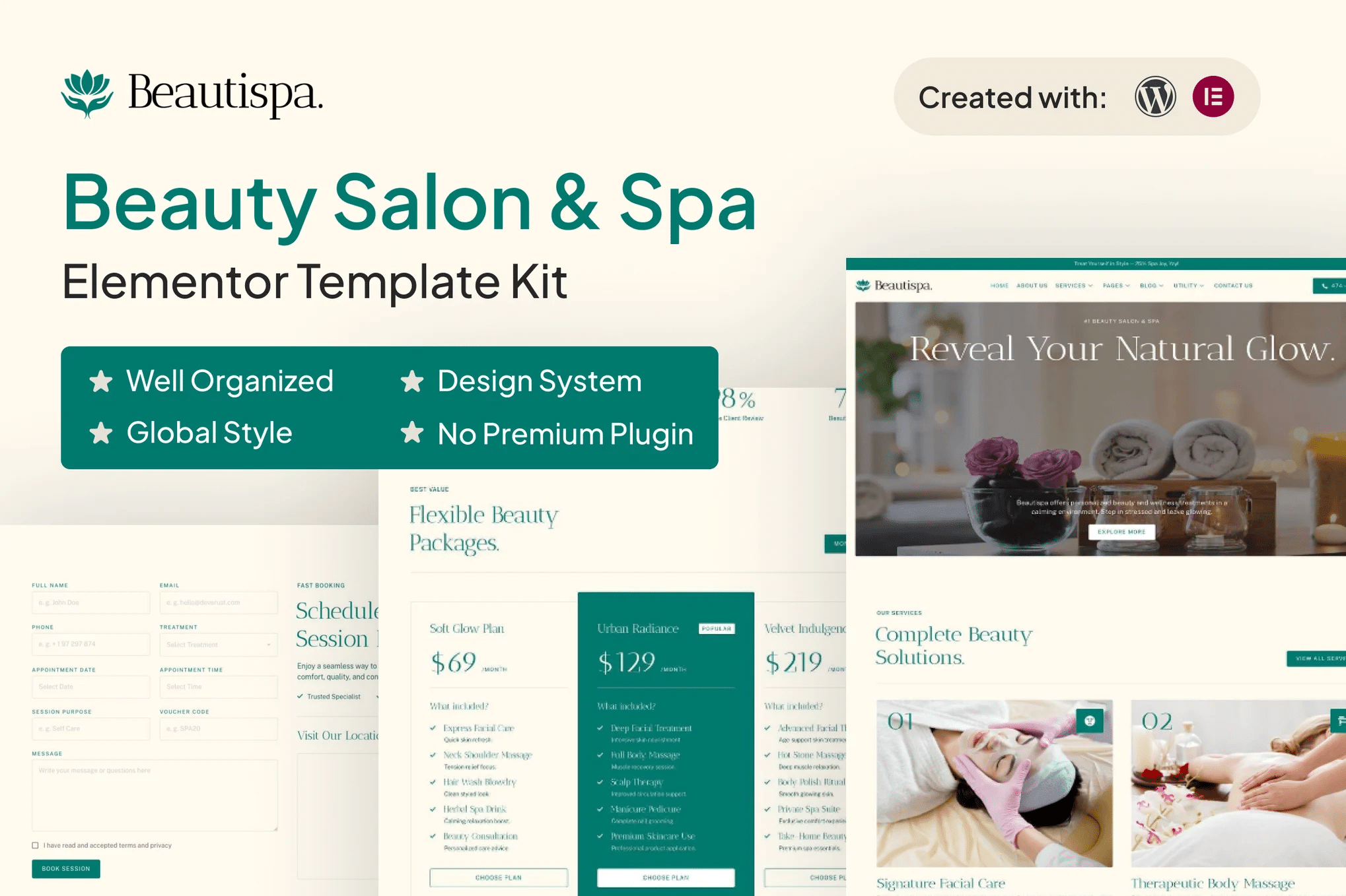 Beautispa - Kit de modelos Elementor para salão de beleza e spa