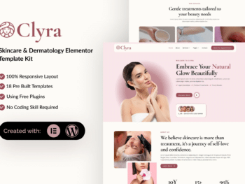 Clyra - Kit de modelos Elementor para cuidados com a pele e dermatologia