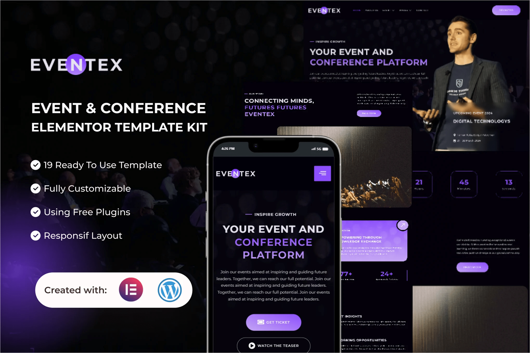 Eventex – Kit de modelos Elementor para eventos e conferências