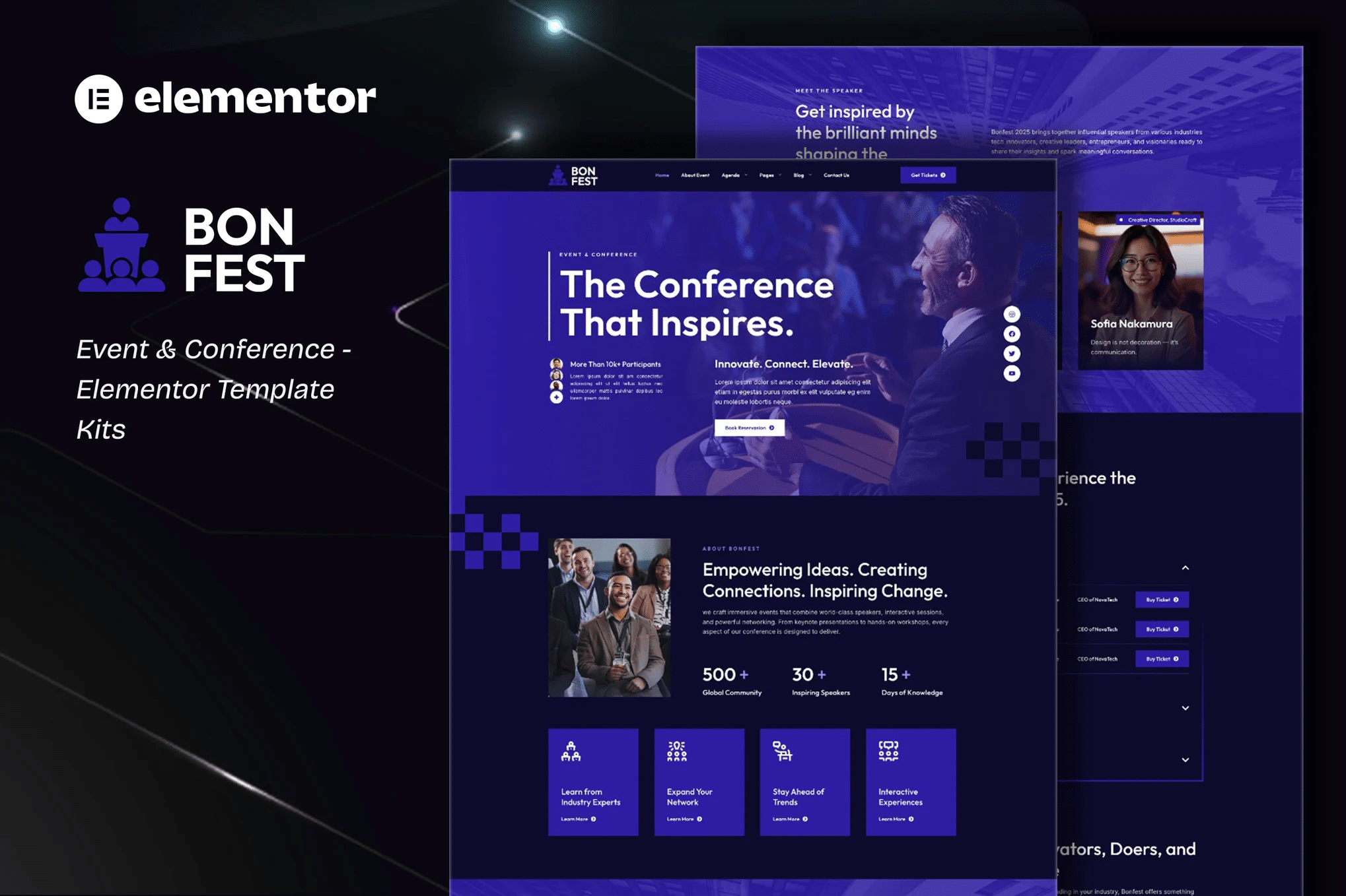 Bonfest – Kit de modelos Elementor para eventos e conferências