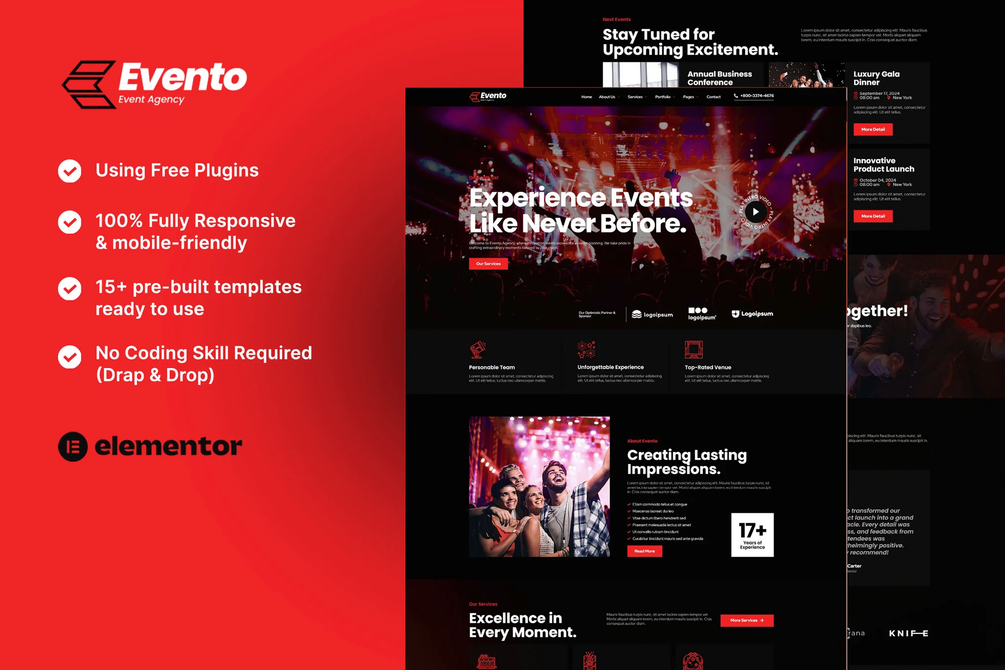 Evento – Kit de Templates Elementor para Agência de Eventos
