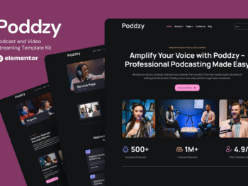 Podzzy - Kit Elementor de Podcast e Streaming de Vídeo