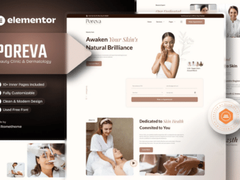 Poreva - Kit de Templates Elementor para Clínica de Beleza e Dermatologia