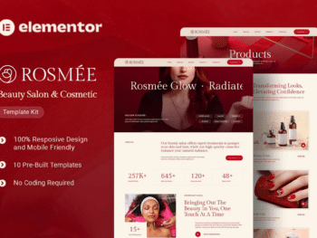 Rosmee - Kit de modelos Elementor para salão de beleza e cosméticos