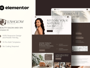 Lushglow - Kit de Templates Elementor para Salão de Beleza e SPA