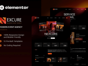 Nexcure - Kit de Modelos Elementor para Agência de Eventos Modernos