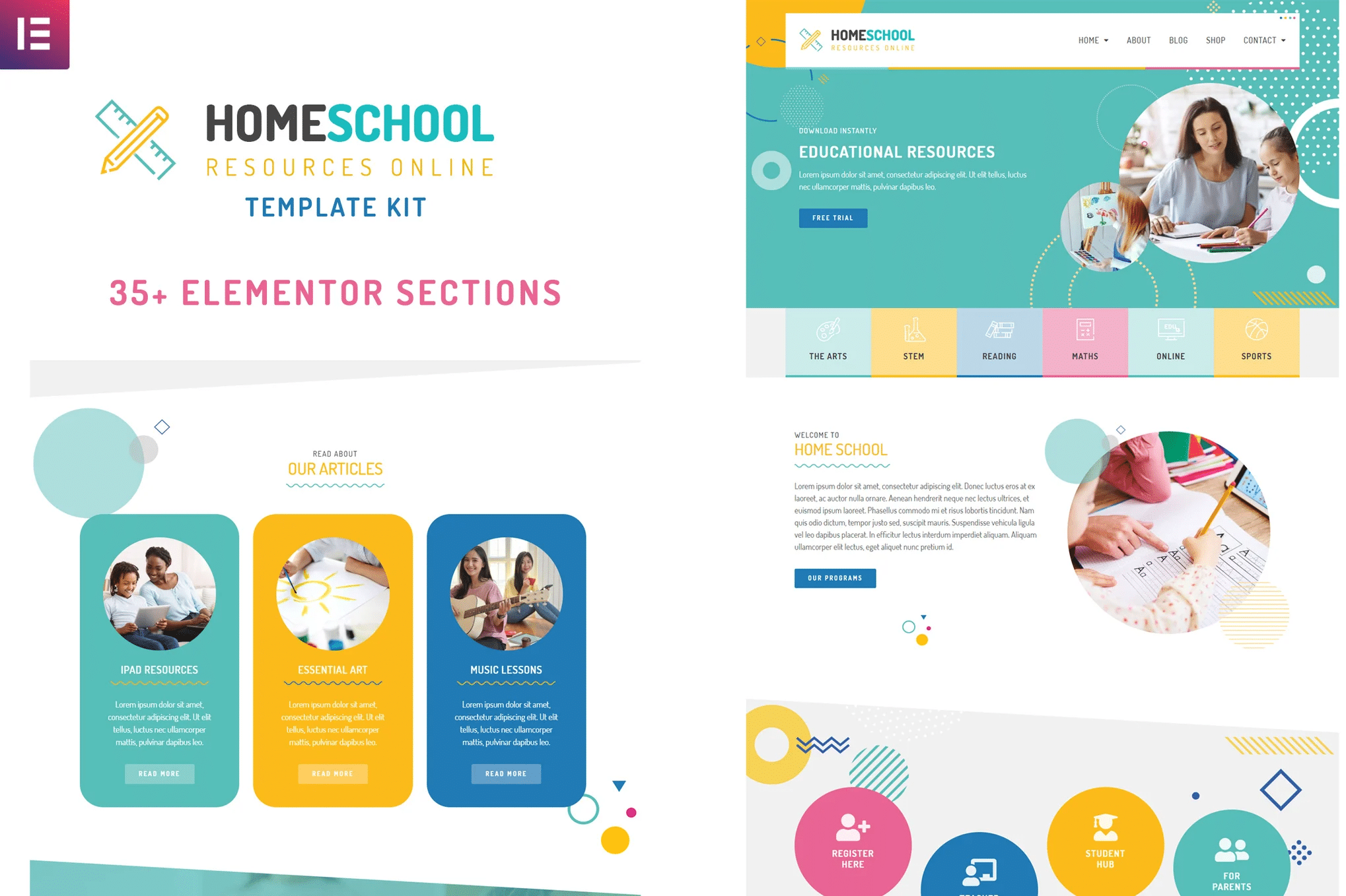 Escola em casa - Template Kit premium Elementor