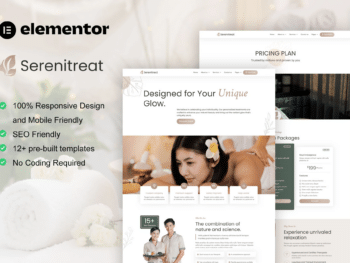 SereniTreat - Kit de Templates Elementor Pro para Spa e Cuidados de Beleza