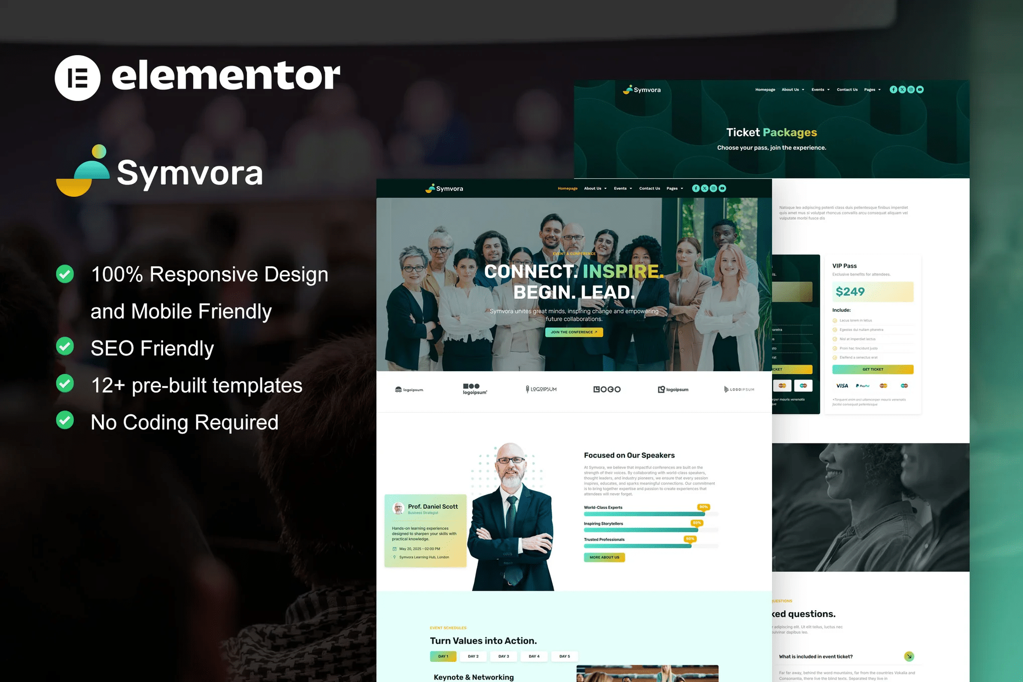 Symvora – Kit de Templates Elementor Pro para eventos e conferências