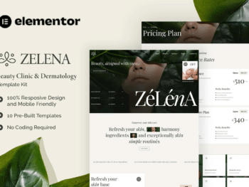 Zelena - Kit de Templates Elementor para Clínica de Beleza e Dermatologia