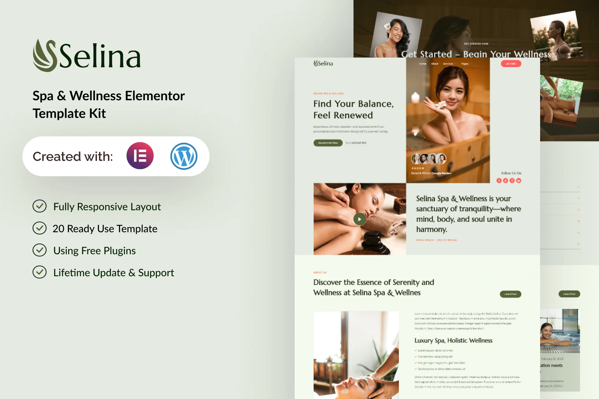 Selina - Kit de Templates Elementor para Spa e Bem-Estar