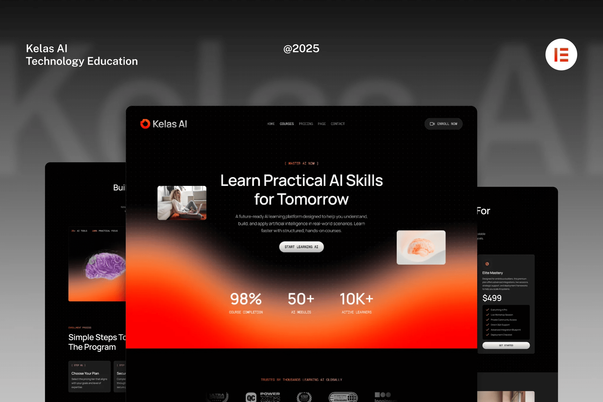 KelaSai - Kit de modelos Elementor para cursos on-line de IA e tecnologia