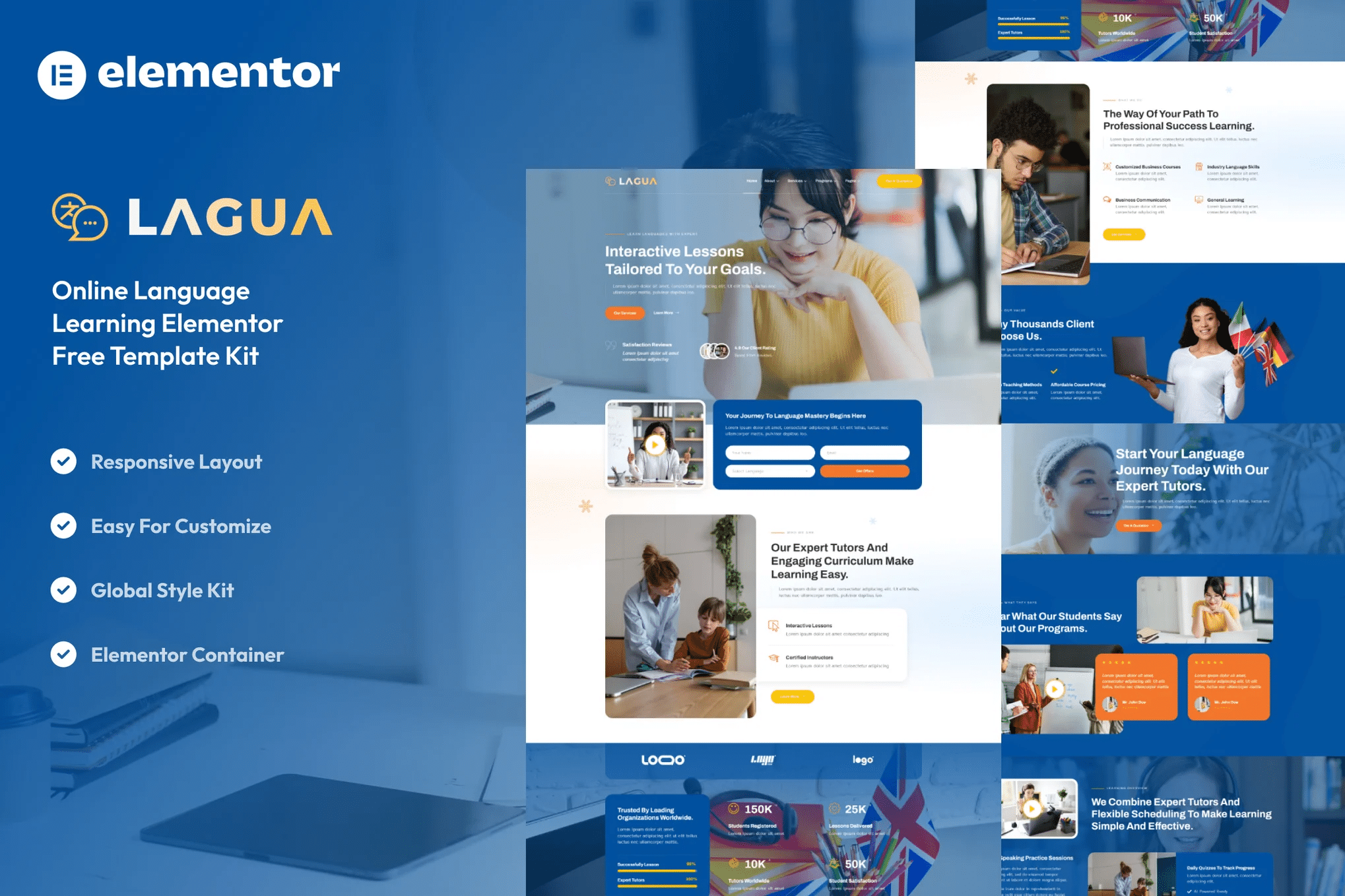 Lagua - Kit de Templates Elementor para Cursos de Idiomas e Centro de Aprendizagem