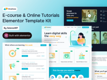 BinaKelas - Kit de modelos Elementor Pro para cursos eletrônicos e tutoriais on-line