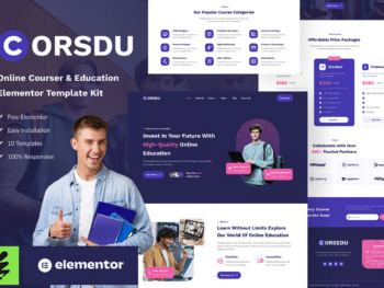 Corsdu - Kit de modelos de cursos on-line e educação Elementor