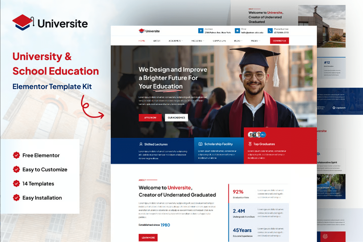 Universite - Kit de Modelos Elementares de Educação Universitária e Escolar