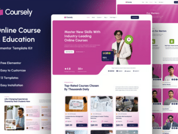Coursely - Kit de modelos de cursos e educação on-line Elementor