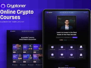 Cryptoner - Kit de modelos Elementor para cursos de criptografia on-line